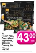 M Frozen Peas, Corn, Mixed Vegetables, Beans Or Country Mix-2Kg Each