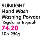 Sunlight Hand Wash Washing Powder(Regular Or Tropical)-10x250G