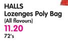 Halls Lozenges Poly Bag(All Flavours)-72's