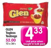Glen Tagless Teabags-26's Each