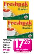 Freshpak Rooibos Tagless Teabags-80's Each