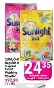 Sunlight Regular Or Tropical Hand Washing Powder-1Kg Each