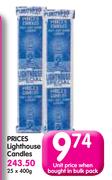 Prices Lighthouse Candles-400g Each