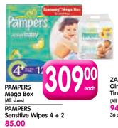 Pampers Sensitive Wipes 4 + 2 