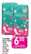 Stayfree Maxi Thick Pads(Scented/Unscented Wings/No Wings)-10's Each