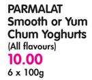 Parmalat Smooth Or Yum Chum Yoghurts (All Flavours)-6 x 100g
