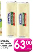Bonnita Mozzarella Cheese Loaf +/- 2.25kg - Per Kg