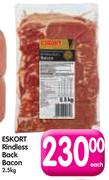 Eskort Rindless Back Bacon - 2.5kg