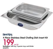 4 Piece Stainless Steel Chafing Dish Insert Kit-Per Kit