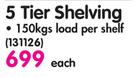 Geelong 5 Tier Shelving
