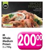 M Whole Medium Prawn-2x700g Each