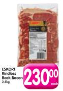 Eskort Rindless Back Bacon-2.5kg Each