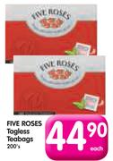 Five Roses Tagless Teabags-200's Each