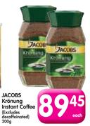 Jacobs Kronung Instant Coffee(Excludes Decaffeinated)-200g Each