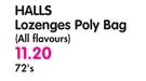 Halls Lozenges Poly Bag(All Flavours)-72's