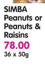 Simba Peanuts Or Peanuts & Raisins-36x50g