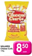 Willards Cheese Curls-150g Each
