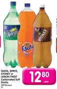 Fanta,Sprite,Stoney Or Lemon Twist Carbonated Soft Drinks(All Flavours)-2L Each