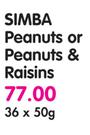 Simba Peanuts Or Peanuts & Raisins-36x50g