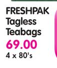 Freshpak Tagless Teabags -4x80's