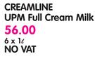 Creamline UPM Full Cream Milk - 6 x 1L
