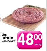 3kg Platinum Boerewors - Per Kg