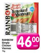 Rainbow Simply Chicken Viennas-1kg