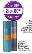 Yardley Bond ST Deodorant Body Spray Assorted-125ml