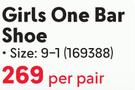 Toughees Girls One Bar Shoe 169388-Per Pair
