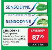 Sensodyne Toothpaste Multi Care,Fresh Mint,Whitening,Herbal Multi Care Or Naturals)-For Any 2 x 75ml