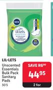 Lil-Lets Unscented Essentials Bulk Pack Sanitary Pads-For 2 x 30's