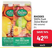 Rhodes 100% Fruit Juice Blend (All Variants)-2L Each