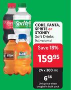 Coke, Fanta, Sprite Or Stoney Soft Drinks (All Variants)-24 x 300ml