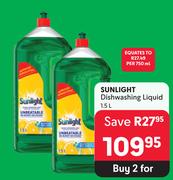 Sunlight Dishwashing Liquid-For 2 x 1.5L