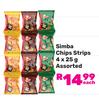 Simba Chips Strips Assorted-4 x 25gm Each