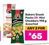 Bakers Snack Packs Or Mini Cheddars Assorted-For Any 2 x 198gm