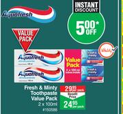 Aquafresh Fresh & Minty Toothpaste Value Pack-2 x 100ml Per Pack