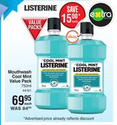 Listerine Mouthwash Cool Mint Value Pack-750ml Each