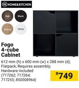 Home & Kitchen Fogo 4 Cube Cabinet-612mm (h) X 600mm(w) X 288mm(d)