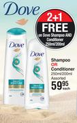 Dove Shampoo Or Conditioner Assorted-250ml/200ml Each