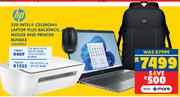 HP 250 Intel Celeron Laptop Plus Backpack, Mouse & Printer Bundle