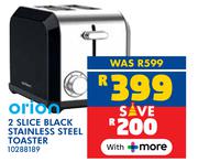 Orion 2 Slice Black Stainless Steel Toaster