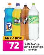 Fanta, Stoney, Sprite Soft Drinks Assorted-For 4 x 2L