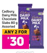 Cadbury Dairy Milk Chocolate Slabs Assorted-For 2 x 80g