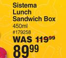Sistema 450ml Lunch Sandwich Box