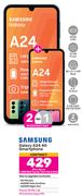 2 x Samsung Galaxy A24 4G Smartphone-On 1.2GB Red Top Up Core More Data + On Promo 75