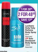 Lentheric Hoity Toity Perfume Body Spray 90ml Assorted Or Solo Deodorant Body Spray 150ml-For 1