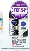 Nivea Anti Perspirant Roll On For Men Or Women Assorted-For 3 x 50ml