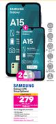 2 x Samsung Galaxy A15 Smartphone-On 1.3GB Red Top Up Core More Data + 1GB Data