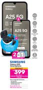 2 x Samsung Galaxy A25 Smartphone-On 1.3GB Red Top Up Core More Data + Flexi 80